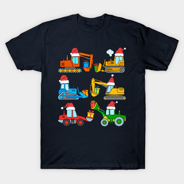 Christmas Excavator Construction Diggers Gifts Satna Hats Kids T-Shirt by samshirts